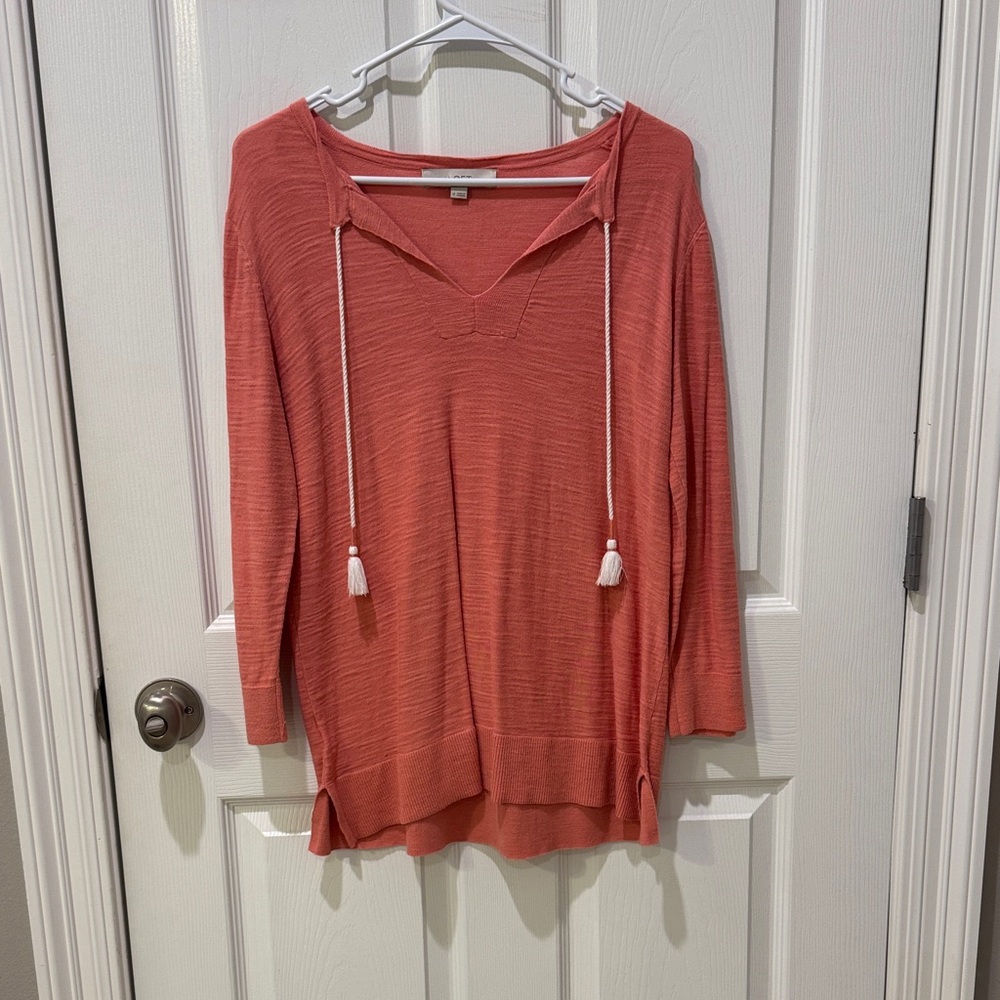 Coral Quarter Length Sleeve Womens Top